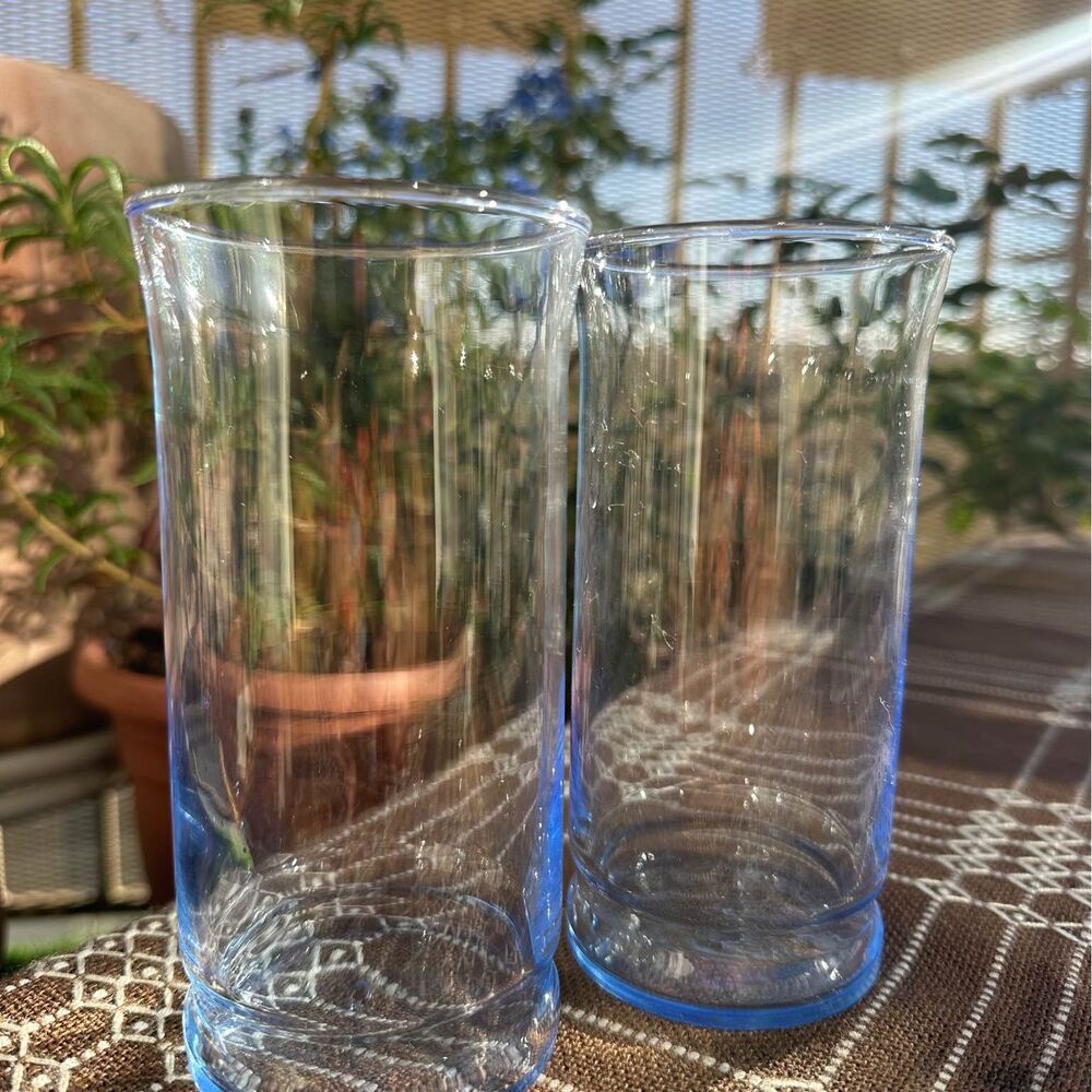 Vintage Blue Glasses - Set of 2
